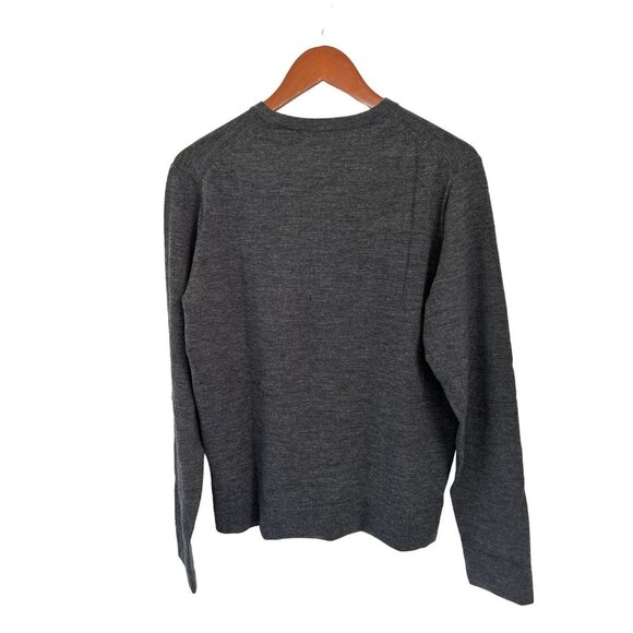 UNIQLO Merino Wool Sweater Heather Gray V-Neck Pullover Size Large - Picture 5 of 7